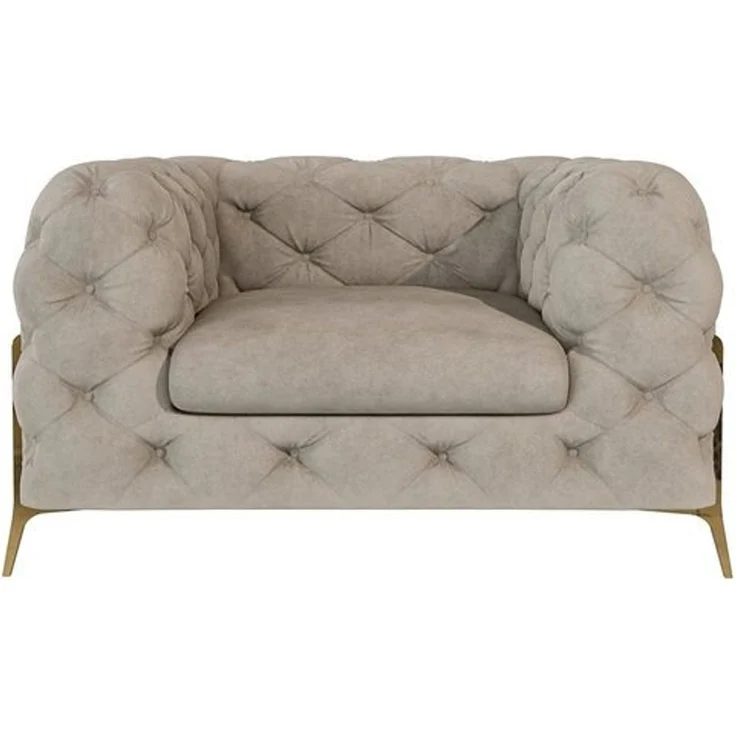 S-Style Möbel Chesterfield-Sessel Ashley mit Goldene Metall Füßen, mit Wellenfederung – Bild 4