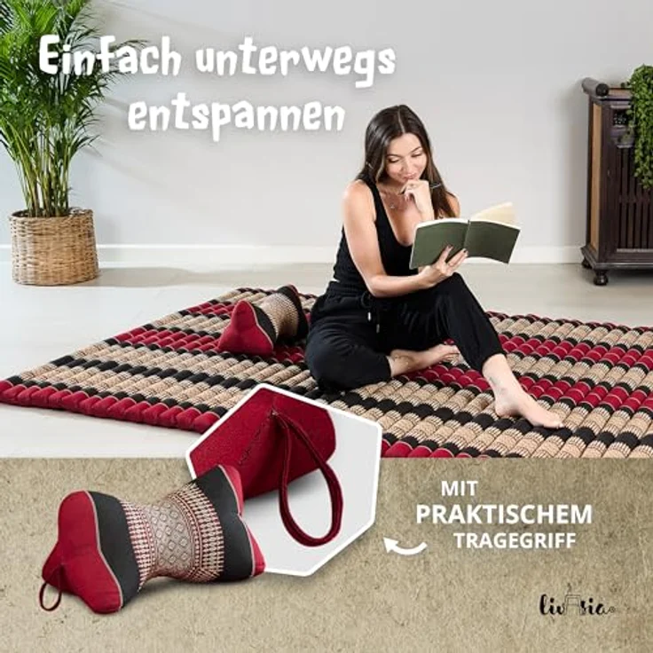 livasia Nackenstützkissen Knochenkissen, vegan und handgefertigt, Ø 15x32cm, Kapok – Bild 7