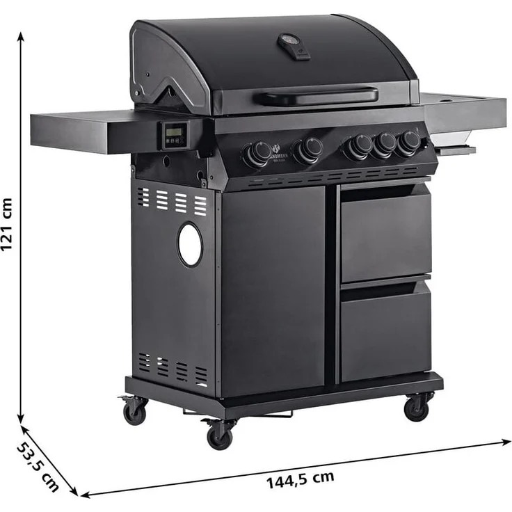 LANDMANN Gasgrill COOL BLACK 4.1 maxX DE 150,5cm schwarz 22161 GR Gusseisen/Warmhalterost – Bild 6