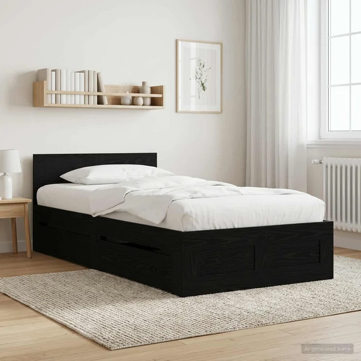 vidaXL Bettrahmen mit Schubladen 2 stk. Schwarze Eiche Holzwerkstoff 3429683 – Bild 1