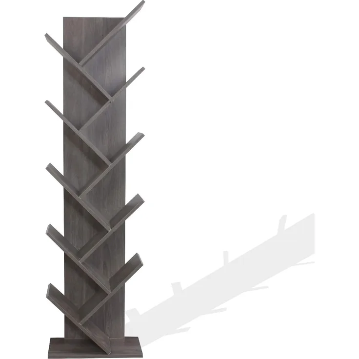 Rebecca Mobili Modernes Bücherregal, Schmales Regal, MDF, Weissgrau, Dokumentenbücher - Maße: 160 x 44,5 x 22 (HxLxB) - Art. RE6403