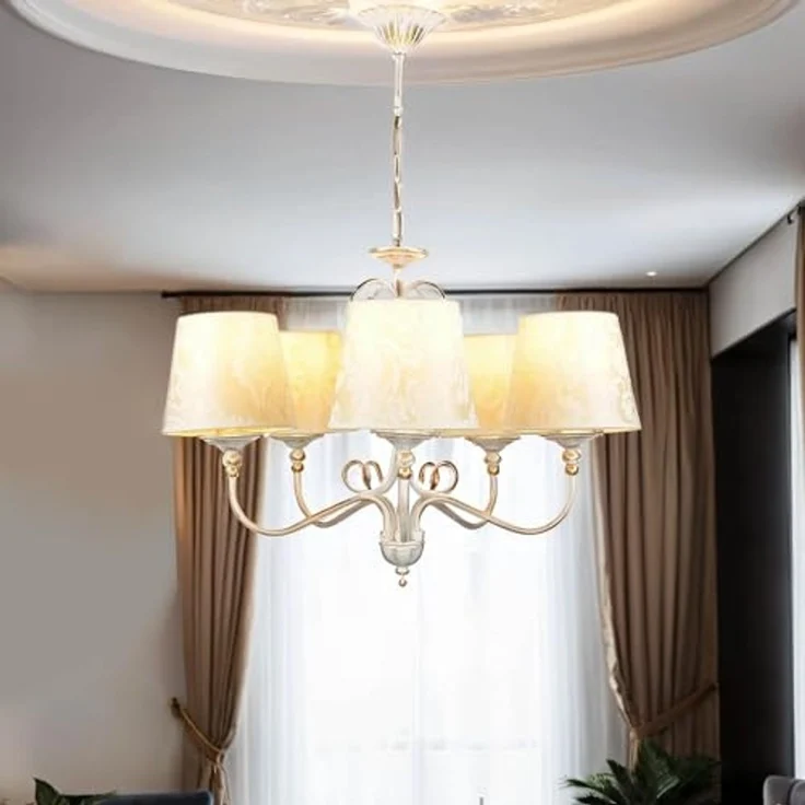 Licht-Erlebnisse Kronleuchter GANARA, ohne Leuchtmittel, Shabby Kronleuchter in Gold Ecru Ø64cm – Bild 1