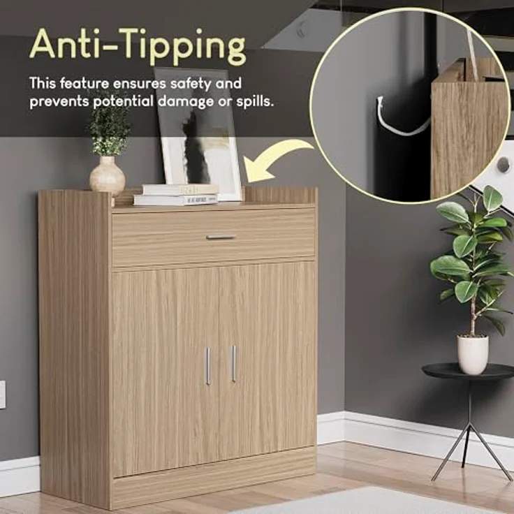 Vida Designs Dalby 2 Tür 1 Schublade Schuhschrank Aufbewahrung Organisieren Organizer Schuhwerk Ständer Gestell Gerüst Sideboard Holz Möbelstück Eiche – Bild 6