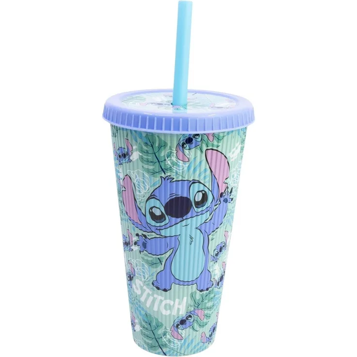 Disney Stitch Trinkbecher 790 ml To Go Becher mit Strohhalm für Getränke unterwegs