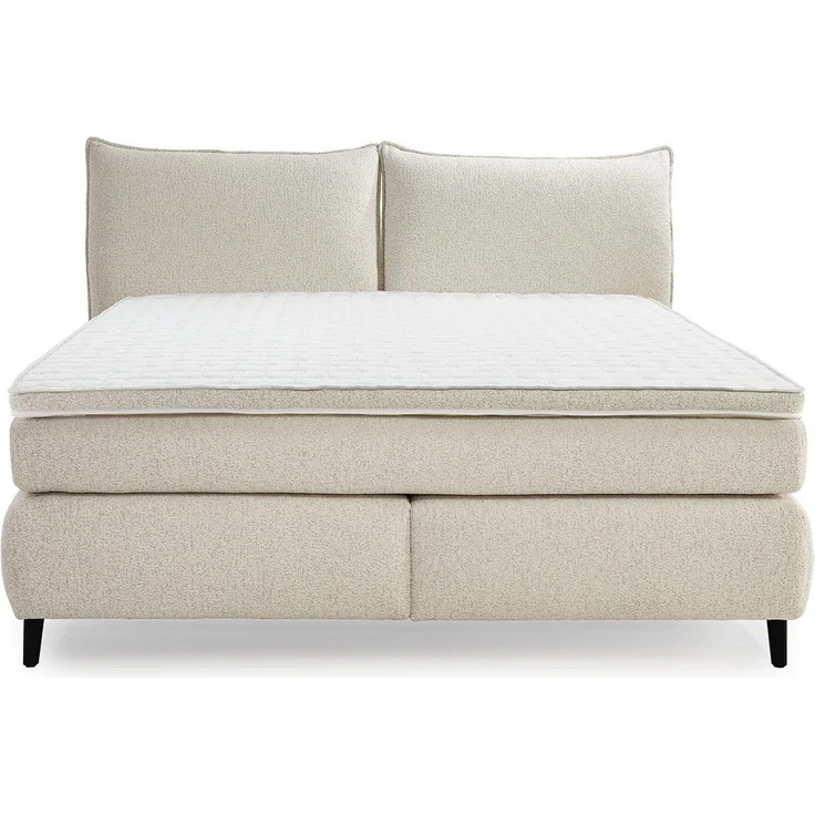 Boxspringbett 180x200 H4 Federkernmatratzen Bonell Topper Flachgewebe Beige Grau – Bild 8