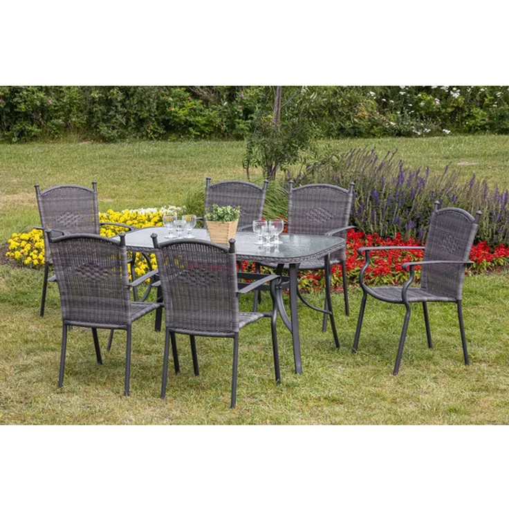 Roma Gartenmöbel Set 7tlg, 150 x 80 cm, grau