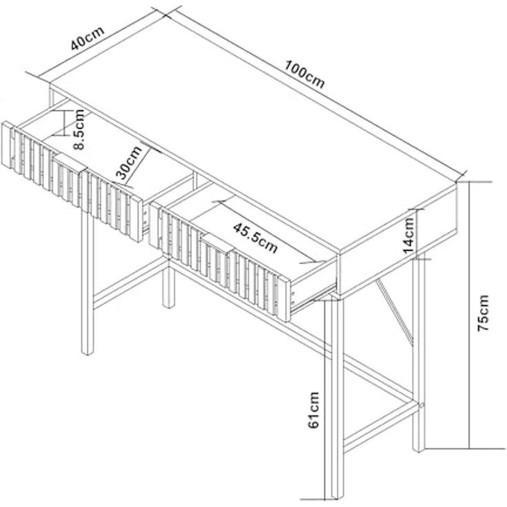 Konsolentisch Luniehti 100x40x75 cm Schwarz/Natur [en. casa] – Bild 2