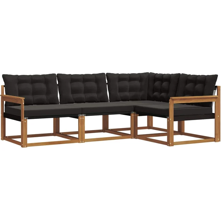 vidaXL Outdoor-Sofagarnitur 4 stk. 4-Sitzer Natur und Schwarz 3369403 – Bild 2