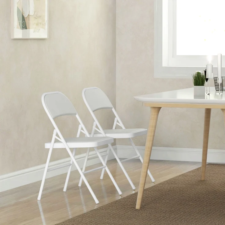 HOMCOM Klappstühle, Kunstleder, Stahl, Weiß, 45L x 46B x 78H cm – Bild 7