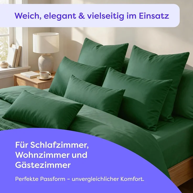 Wolkenfeld Kissenbezug Mikrofaser Kissenbezug - Allergiker Kopfkissenbezug - unfassbar weich, Größe 80x80, 40x80 und 70x90 cm I versteckter Reißverschluss – Bild 2