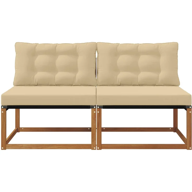 vidaXL 2 Stück Outdoor Mittelsofa Massivholz Akazie Natur 900644 – Bild 4