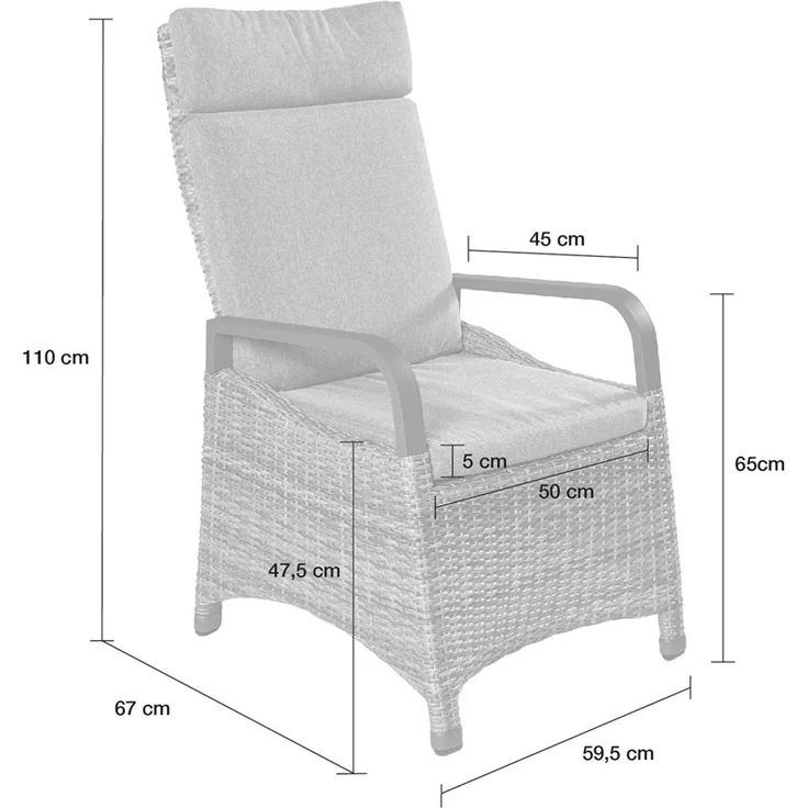 Positionsstuhl Kentucky Verstellsessel Gartenstuhl Esstischstuhl Omega Grau – Bild 6