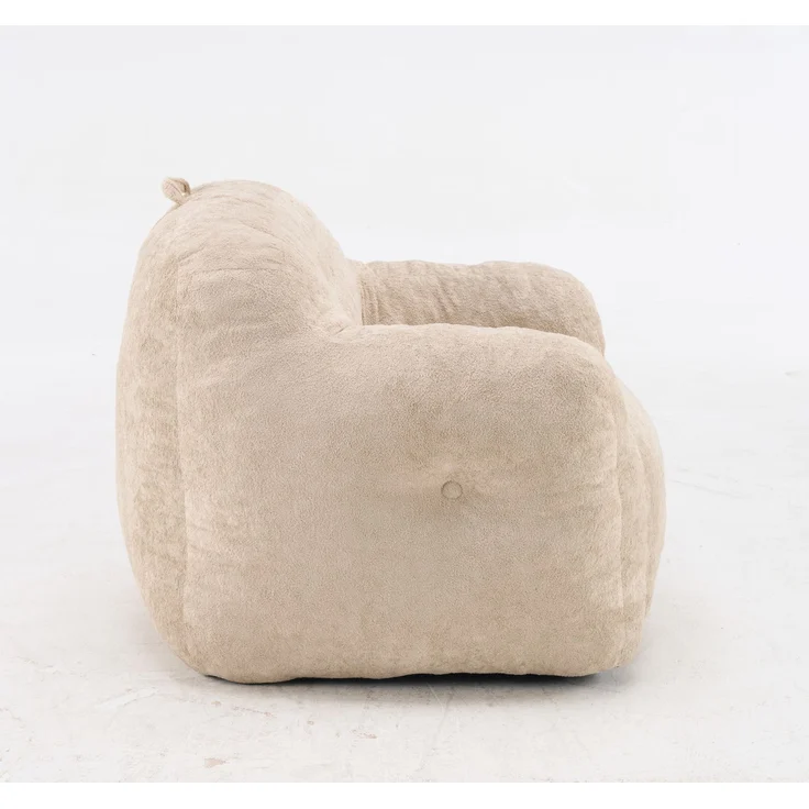 Sitzsack-Sessel mit Kunstfellbezug, Armlehnen und Schaumstoffflocken, weicher Lesesitz ohne Montage für Wohn- und Schlafzimmer, Beige – Bild 14