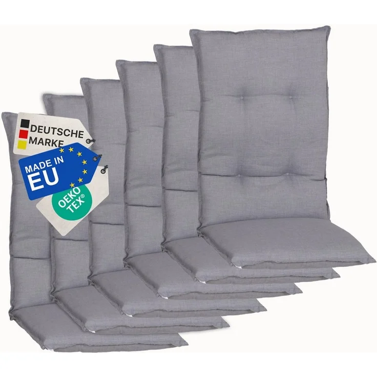 NYVI Hochlehnerauflage Hochlehner Auflagen 6er Set Barcelona - Gartenstuhlauflagen 118x50cm, (6 St), Stuhlauflage, Sitzauflage mit Halteband, UV-fest – Bild 1