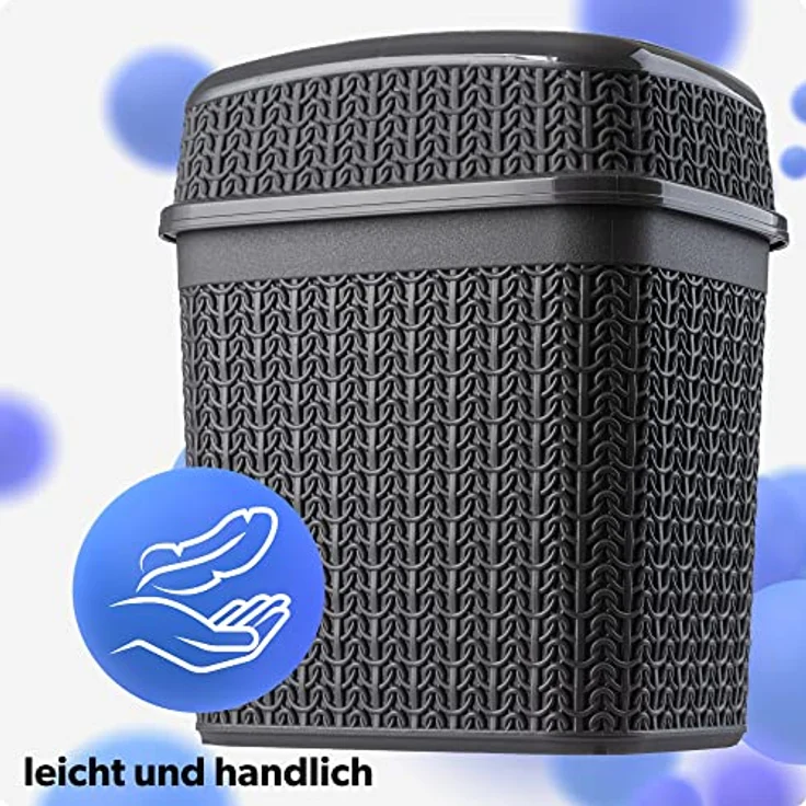 KADAX Kosmetikeimer mit Schwingdeckel, 5L Abfallbehälter für Bad und Küche, anthrazit, leichter Kunststoff – Bild 3