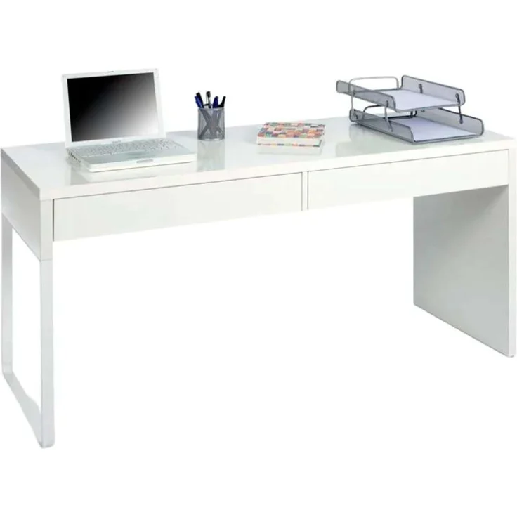 Habitdesign Touch, Schreibtisch mit 2 Schubladen, Bürotisch, Kanzleitisch, Weiß, Maße: 138 cm (B) x 50 cm (T) x 75 cm (H). – Bild 1