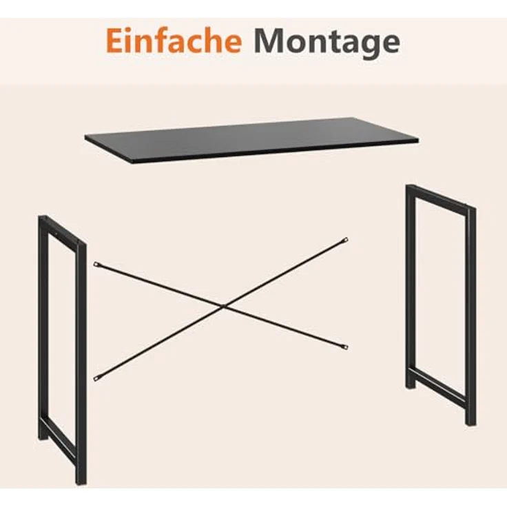 Sweetcrispy Schreibtisch, Kleiner Tisch 101.6 x 50 x 75.4cm (40in), Computertisch Metallgestell‌, Bürotisch für Arbeitszimmer, Schlafzimmer, Wohnzimmer, Study Table Desk, Schwarz – Bild 7
