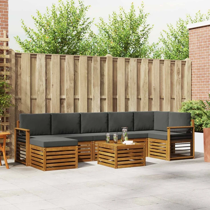vidaXL Outdoor-Sofagarnitur 8 stk. 8-Sitzer Natur und Anthrazit 3375222 – Bild 1