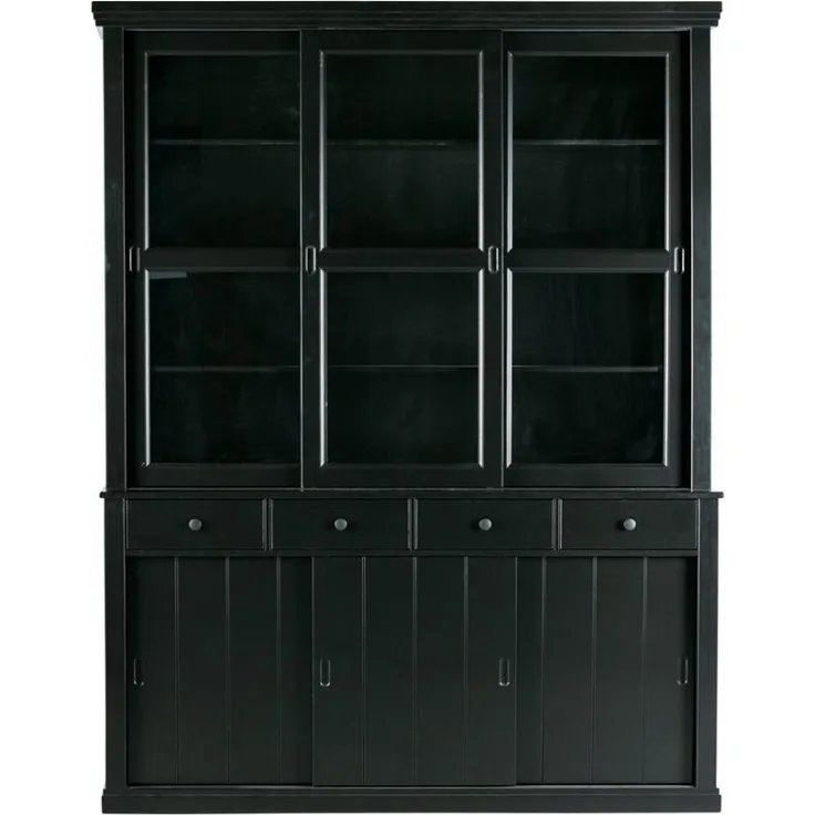 Buffetschrank Lagos aus Kiefernholz, Schwarz