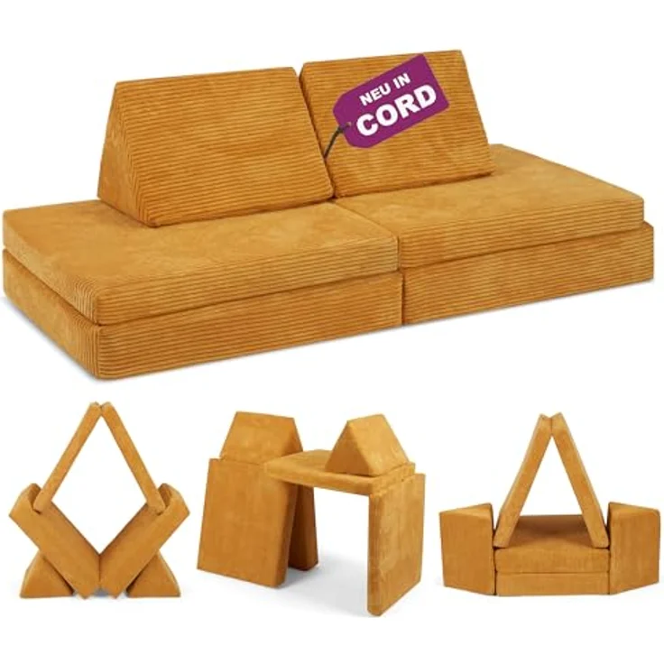 Linodino Kindersofa Spielsofa I aus Schaumstoff Bausteine I Spielcouch für Kinder, 3 Jahre Garantie – Bild 2