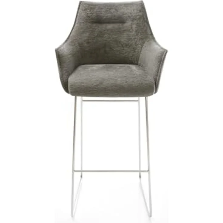 Barstuhl Alja-Flex Bouclé Soft Schlamm Kufengestell Edelstahl Silberfarben Taschenfederkern – Bild 3
