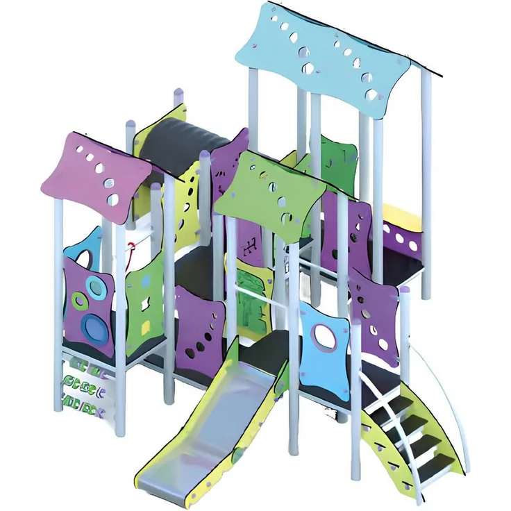 Xlmoebel Spielturm Bunter Kinderspielplatz mit Rutschbahn und verschiedenen Spielbereichen, Hergestellt in Europa