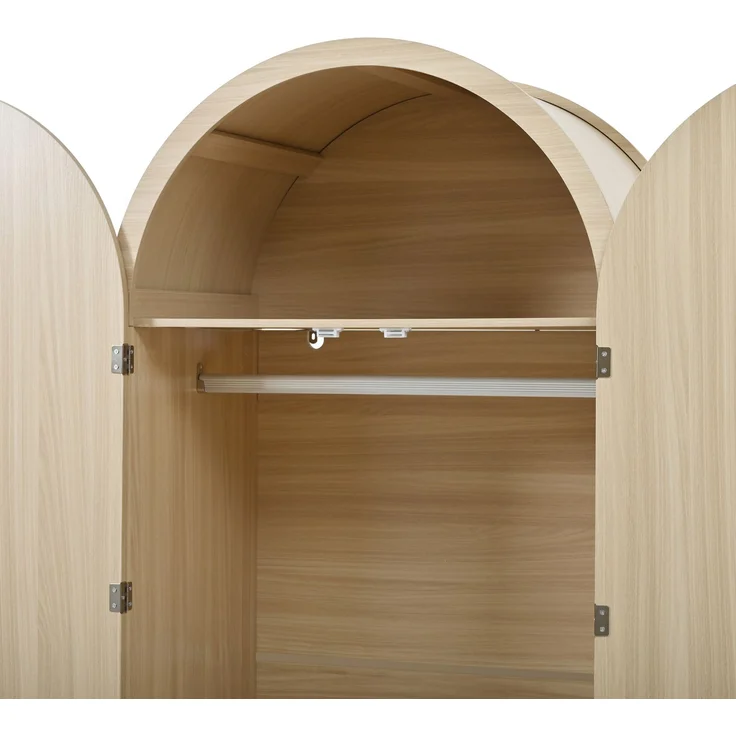 Kleiderschrank 80 x 50 x 180 cm in Eichenholzfarbe mit Rattantüren und Schubladen – Bild 10