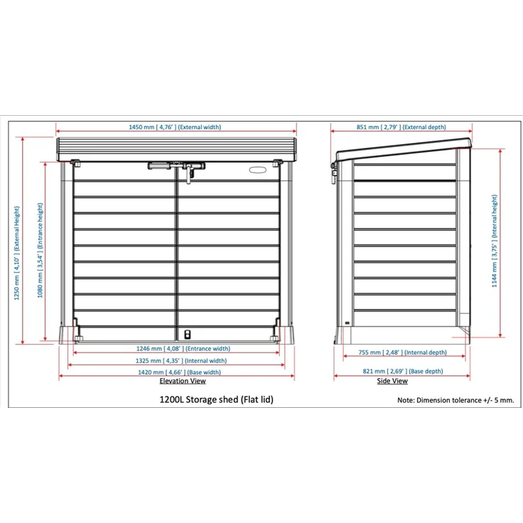 VCM Mülltonnenbox Duramax 921128 Grau 145 x 125 x 83 cm – Bild 6