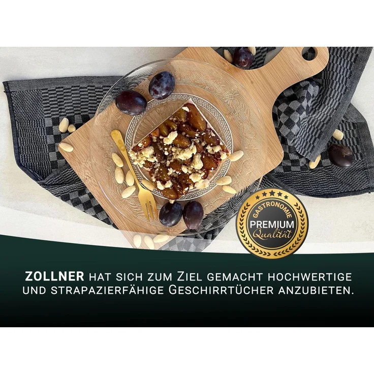 ZOLLNER 10er Set Geschirrtücher, 100% Baumwolle, 46x70 cm, saugstark, schwarz kariert – Bild 5