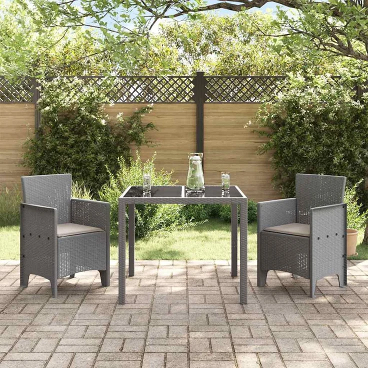 vidaXL Gartenstuhl 2 pcs Hellgrau 53 x 49 x 85 cm Polypropylen 847464 – Bild 3