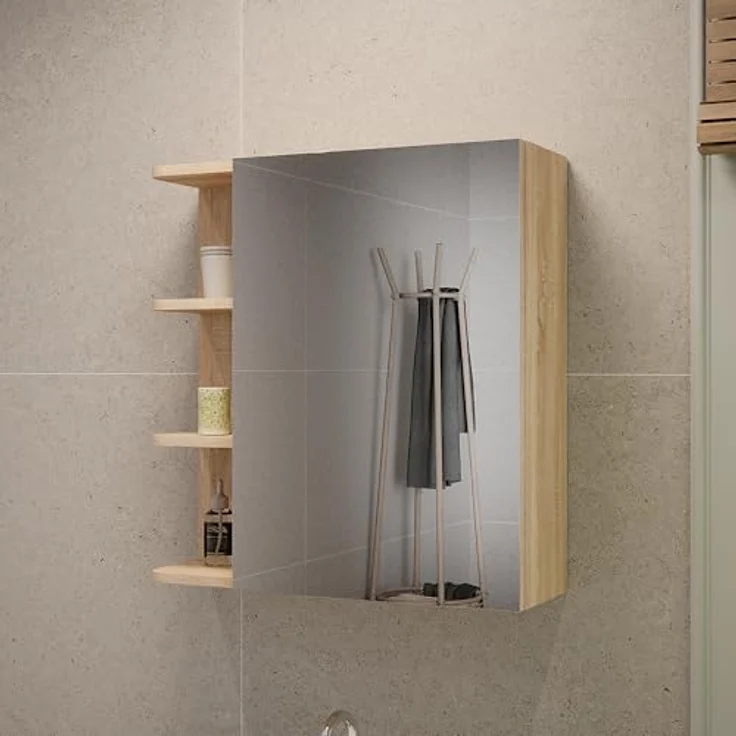 Vicco Spiegelschrank Fynn, Sonoma, 62 x 64 cm mit großzügigen Ablagen und integriertem Spiegel – Bild 2
