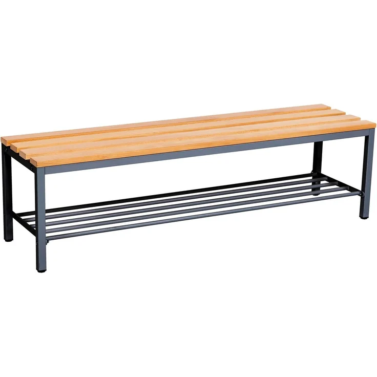 furni24 Bank Umkleidebank, Sitzbank für Umkleideräume mit Schuhrost BxHxT: 150 x 42 x 40 cm, Umkleidesitzbank, Umkleidebank, Garderobenbank, Sportbank, Bank mit Echtholz für Fitnessstudio – Bild 2