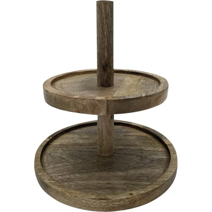 Spetebo Etagere Mangoholz Etagere mit 2 Ablagen - 25 cm, Mangoholz, (Packung, 1-tlg, 1 x Servierständer), Servierständer aus Holz