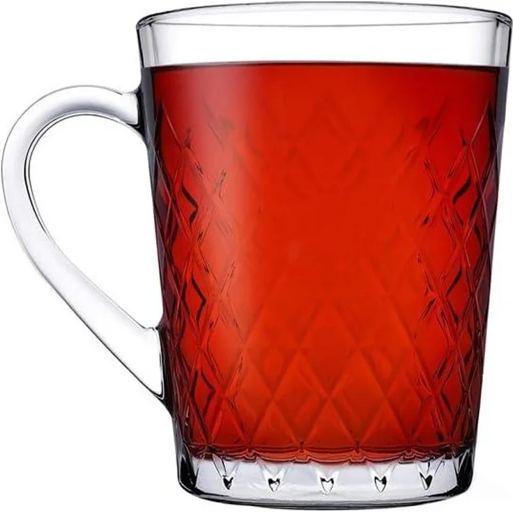 2er Set Pasabahce Ruby Becher mit Henkel Teegläser Wassergläser aus Glas transparent