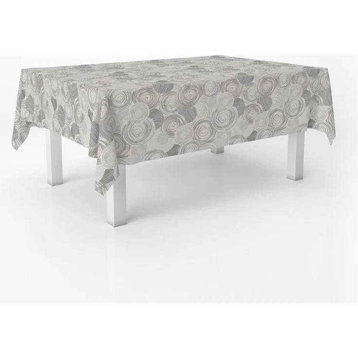 ECOMMERC3 Fleckabweisende Tischdecke für rechteckigen Tisch, Größe 240x140 cm | Schmutzabweisende Tischdecke, extra weich und wasserdicht, Circle GRAU