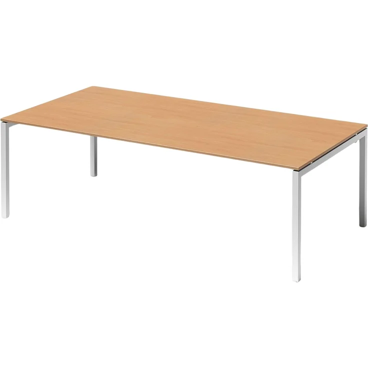 Bisley Cito Konferenztisch höhenverstellbar 240x120 cm, Tischplatte in Buche, U-Gestell in Weiß - Besprechungstisch & Meetingtisch, großer Chef Schreibtisch XXL-Tisch, DUH2412-BC-396 – Bild 1