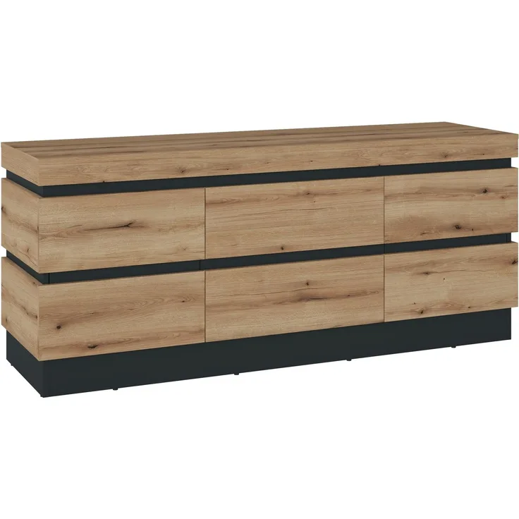 Lowboard >CORTE< in Coast Evoke Eiche Dekor/Kosmos Grau - 160,8x68x45cm (BxHxT)