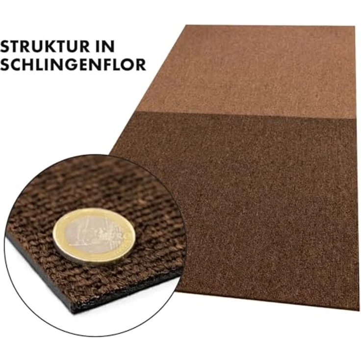 KARAT Teppichfliesen Moskau 50x50 cm selbstliegend - 24 Stück Set - 6m² - strapazierfähiger Teppich Bodenbelag mit hochwertigem Schlingenflor für Haus & Büro - antistatisch mit Bitumen Rücken - Beige – Bild 8