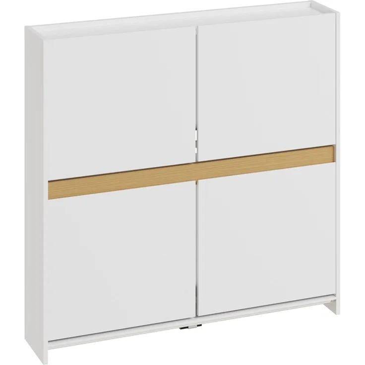 SoBuy FSR225-E-W Schuhschrank, Schuhkipper, Schuhregal, MDF, Lackiert, Weiß, 103 x 99,5 x 19 cm