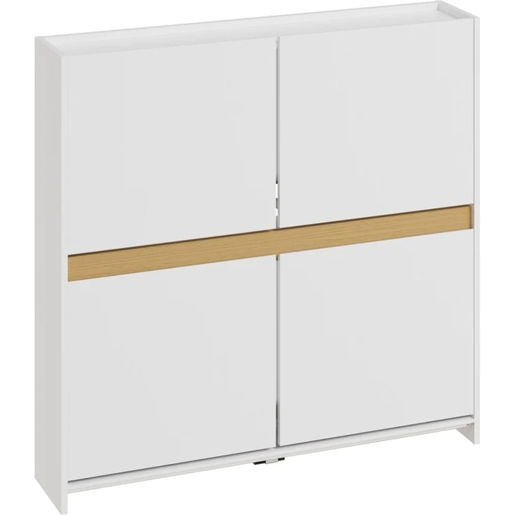 SoBuy FSR225-E-W Schuhschrank, Schuhkipper, Schuhregal, MDF, Lackiert, Weiß, 103 x 99,5 x 19 cm – Bild 1