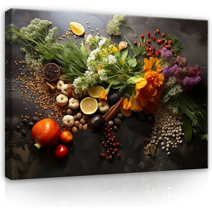 Wallarena Leinwandbild Kräuter Gemüse - Braun - Modern - Schlafzimmer, Gemüse, 60 x 40 x 2 cm – Bild 2
