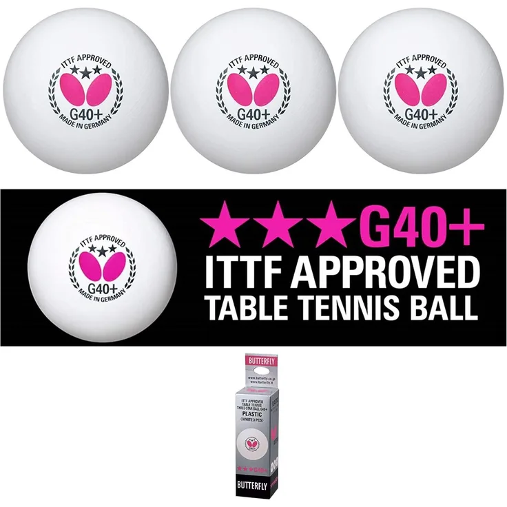 Butterfly Tischtennisbälle R40+ weiß ( 3er Set )