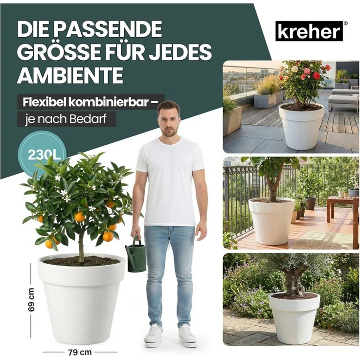 Kreher Pflanzkübel Set 'LIKE' XXL + XL - rollbar - aus Kunststoff - UV-beständig – Bild 2