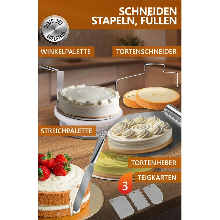 Aurelia Home Tortenset 24-teilig – Tortenring 8,5 cm, Tortenheber, Dekozubehör – Bild 4
