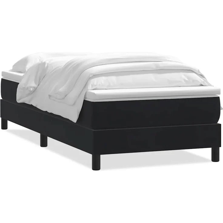 vidaXL Boxspringbett mit Matratze Schwarz 80x220 cm Samt 3315947 – Bild 1