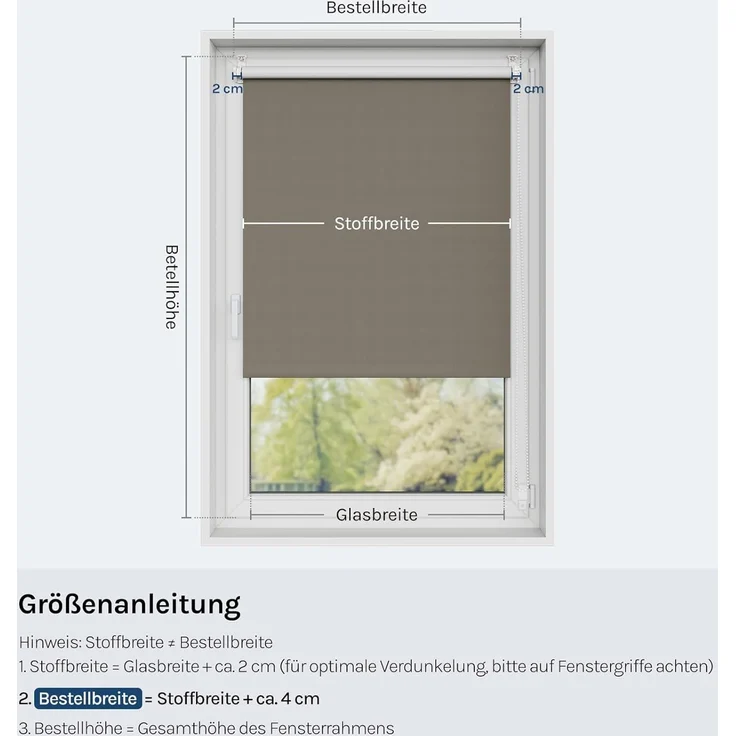 WOLTU Verdunkelungsrollo ohne Bohren, Thermo Verdunkelungsrollo mit Kette, Sichtschutz, für Türen und Fenster, 120 x 160 cm, Taupe – Bild 8