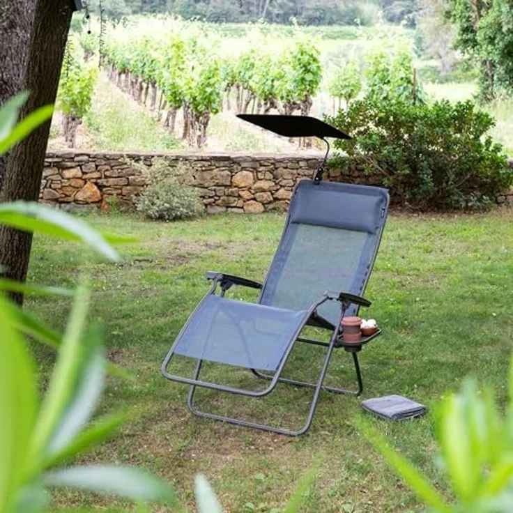 ZEN Relax Gartenliege, Batyline® Bezug: Silex, Stahlrohrgestell: Titane – Bild 2