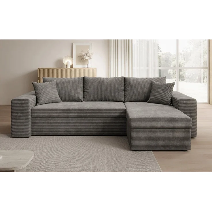 Luxusbetten24 Schlafsofa Designer Sofa Denver in Cord, mit Stauraum und Schlaffunktion