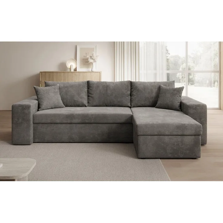 Luxusbetten24 Schlafsofa Designer Sofa Denver in Cord, mit Stauraum und Schlaffunktion