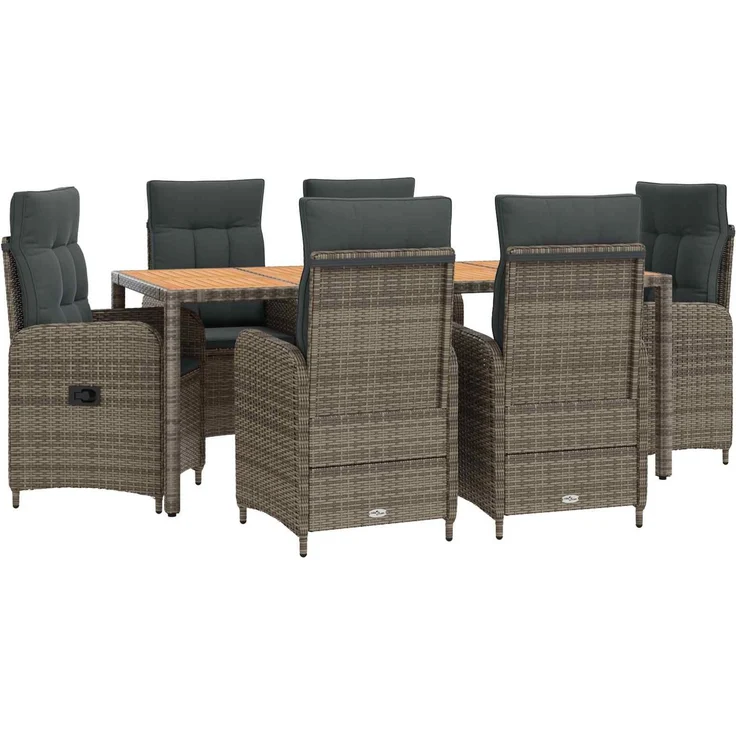 vidaXL Outdoortisch-Set 7 stk. Hellgrau und Dunkelgrau 3422288 – Bild 2